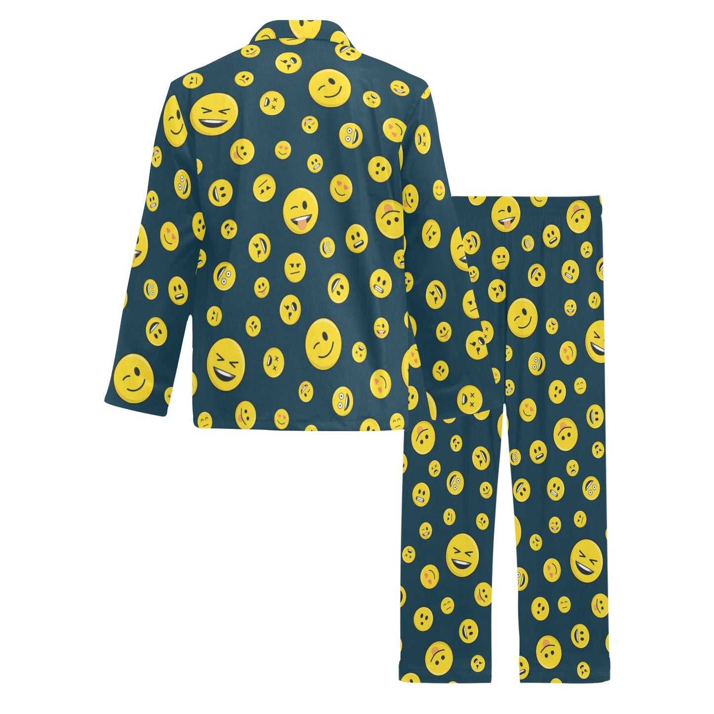 Smiley Face Emoji Print Design LKS301 Men's Long Pajama Set