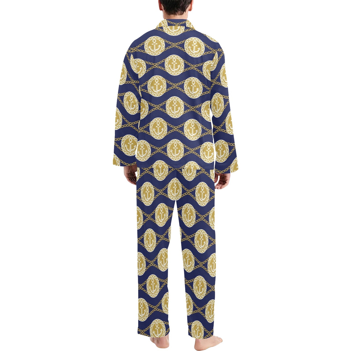 Anchor Luxury Pattern Men's Long Pajama Set