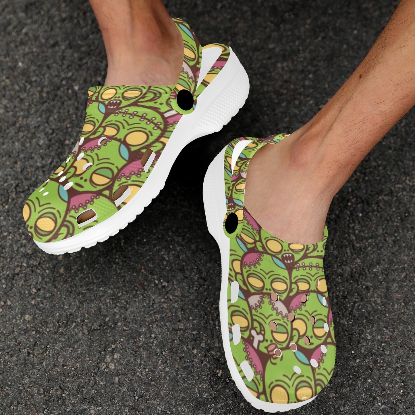 Zombie Head Design Pattern Print Unisex Clogs Shoes
