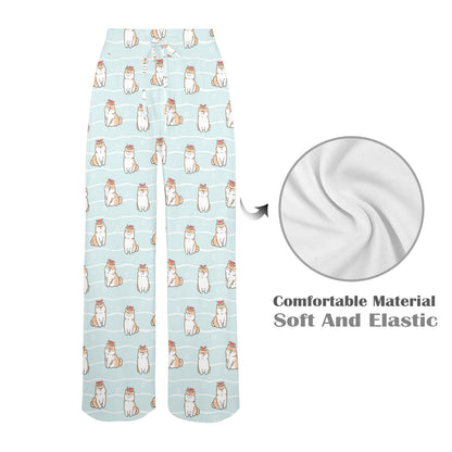 Shiba Inu Print Design LKS3011 Women's Wide Leg Lounge Pants