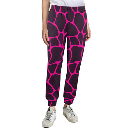 Giraffe Pink Background Texture Print Women's Casual Track Pants