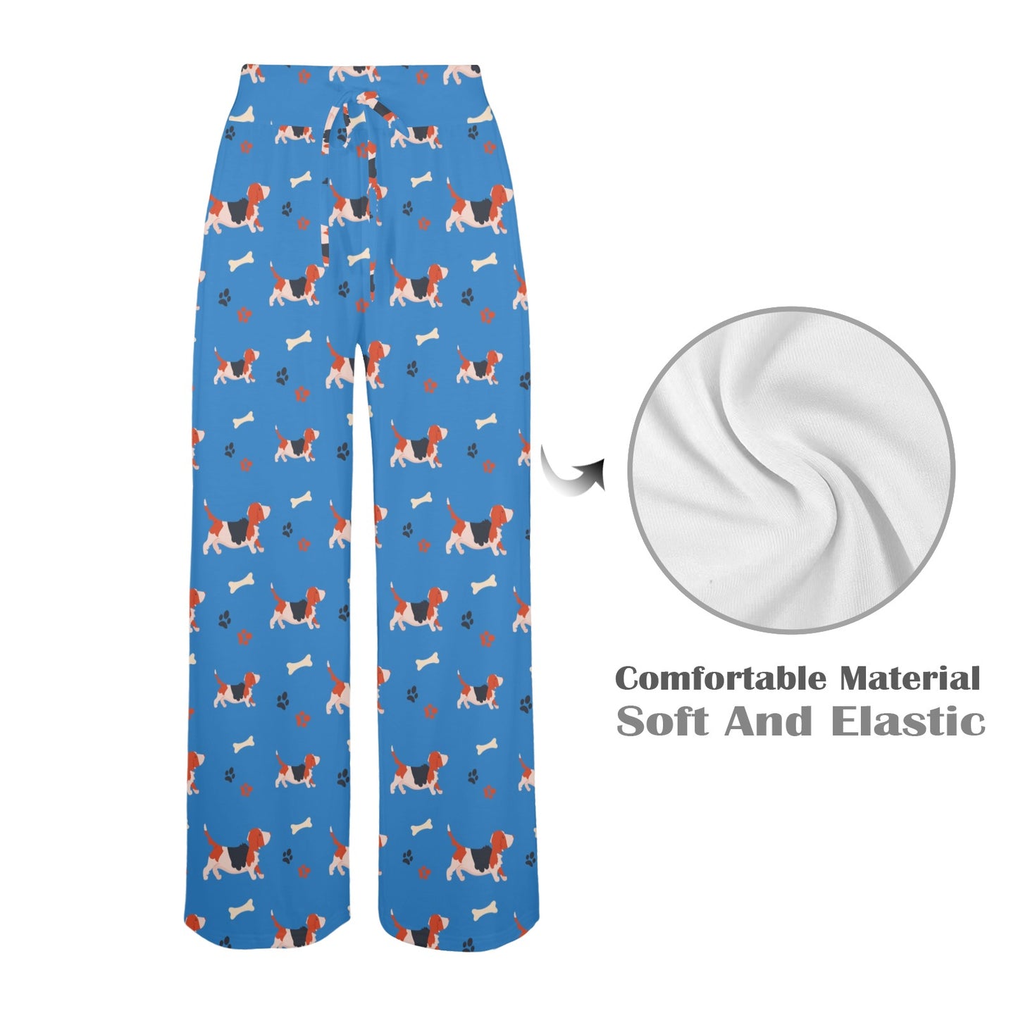 Basset Hound Pattern Print Design 02 Women's Wide Leg Lounge Pants