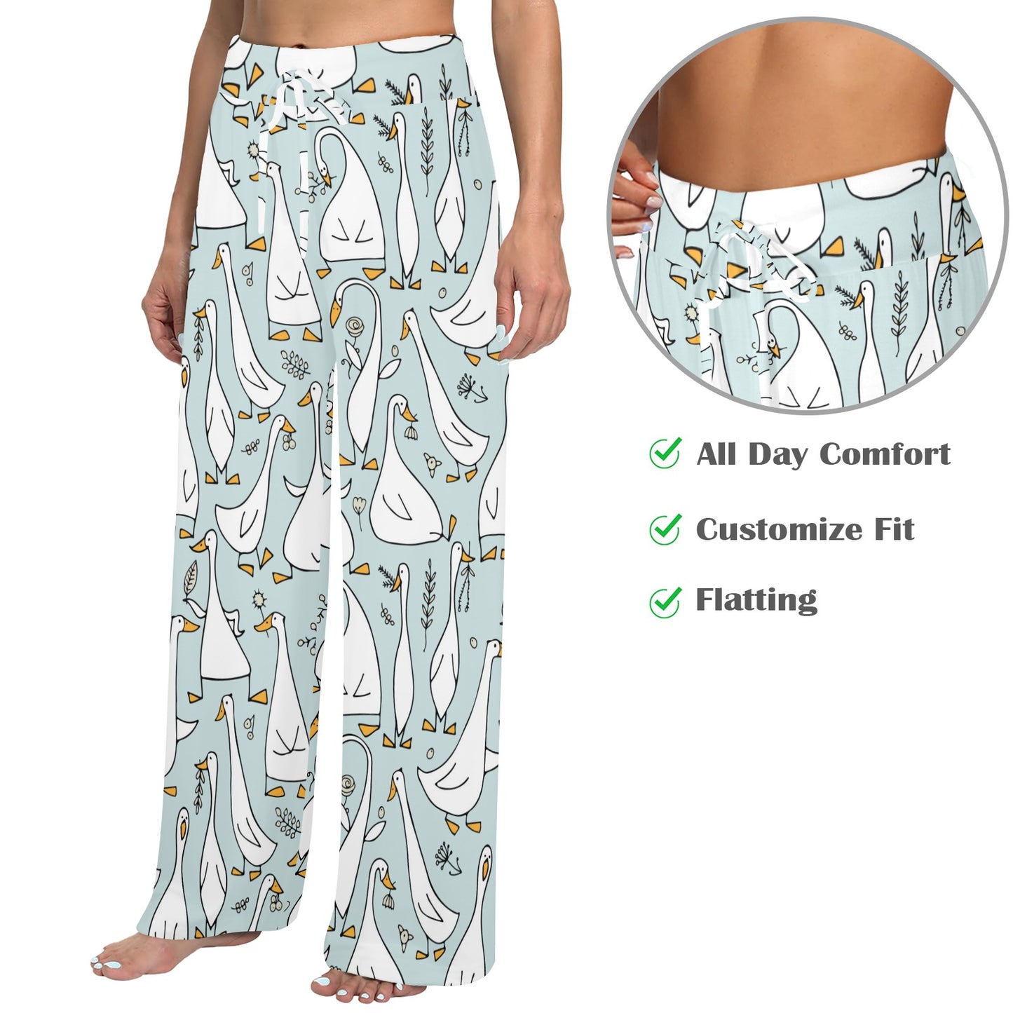 Goose Pattern Print Design 03 Women's Wide Leg Lounge Pants