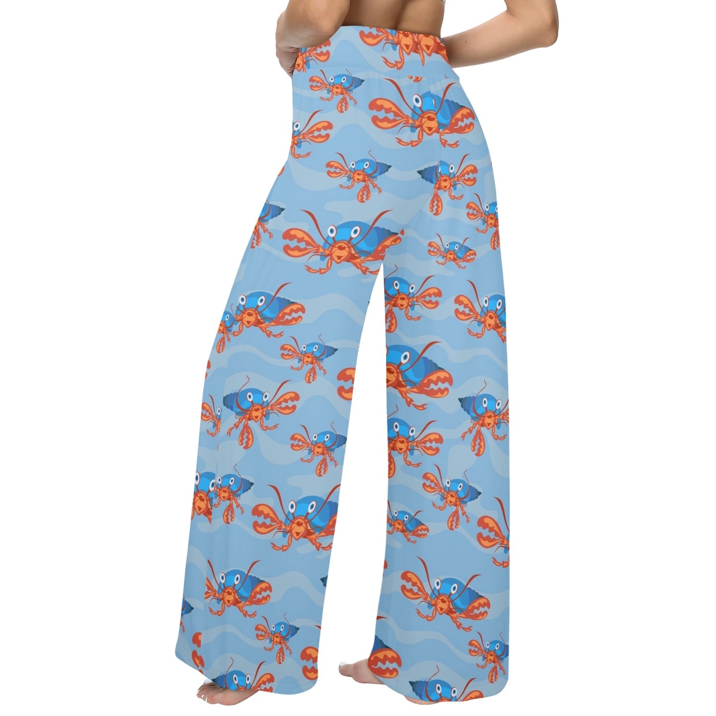 Hermit Crab Design Print Pattern JJ0339 Women's Wide Leg Lounge Pants