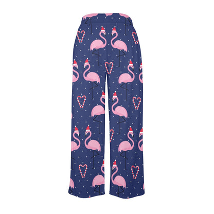Flamingo Christmas Women's Wide Leg Lounge Pants
