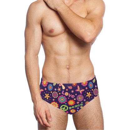 Flower Power Peace Design Print Men's Swimming Briefs