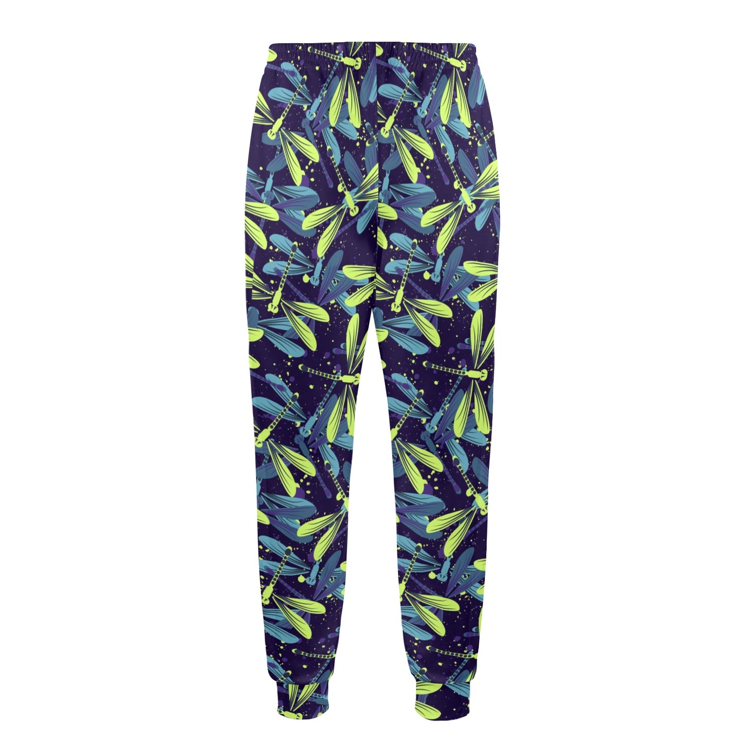 Dragonfly Lime Blue Print Pattern Men's Casual Track Pants