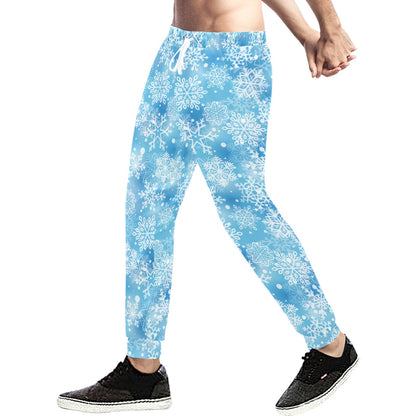 Snowflake Blue Print Design LKS301 Men's Sweatpants