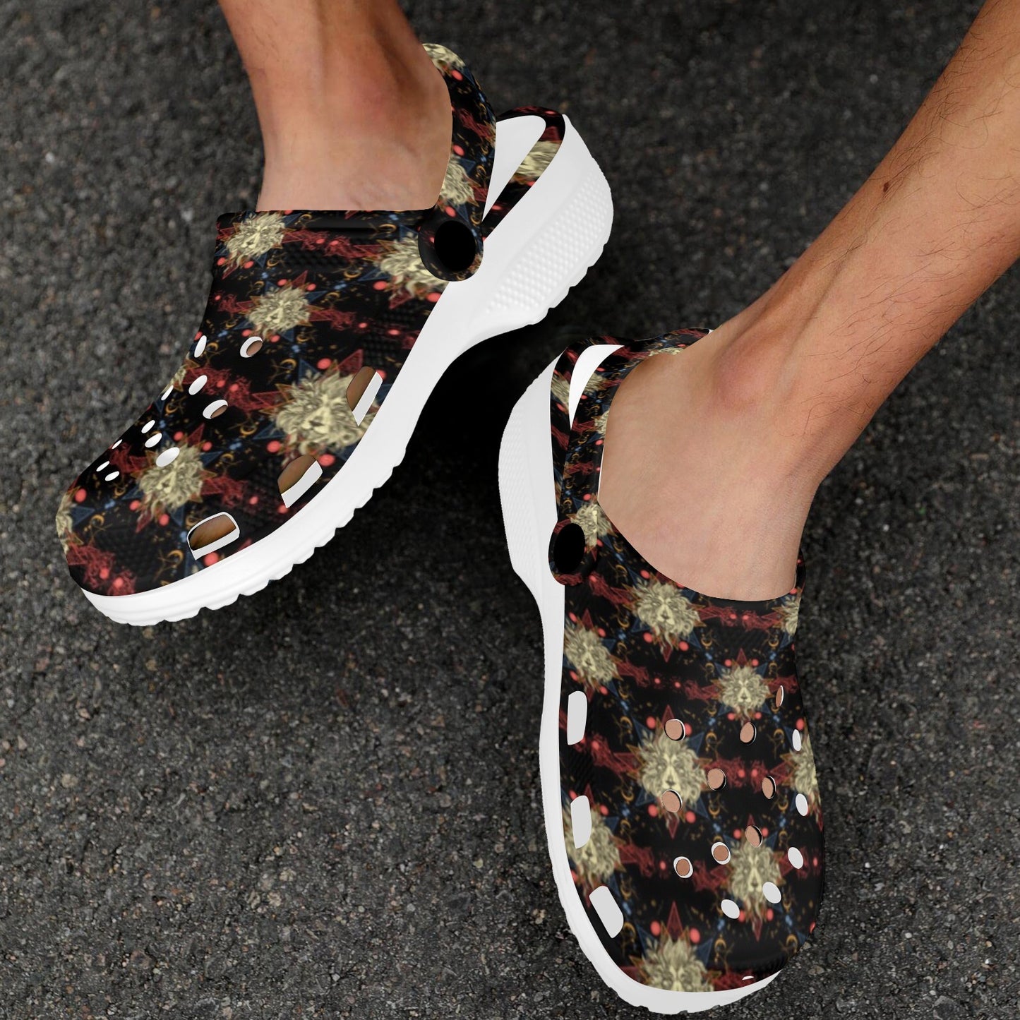 Zodiac Leo Pattern Design Print Unisex Clogs Shoes