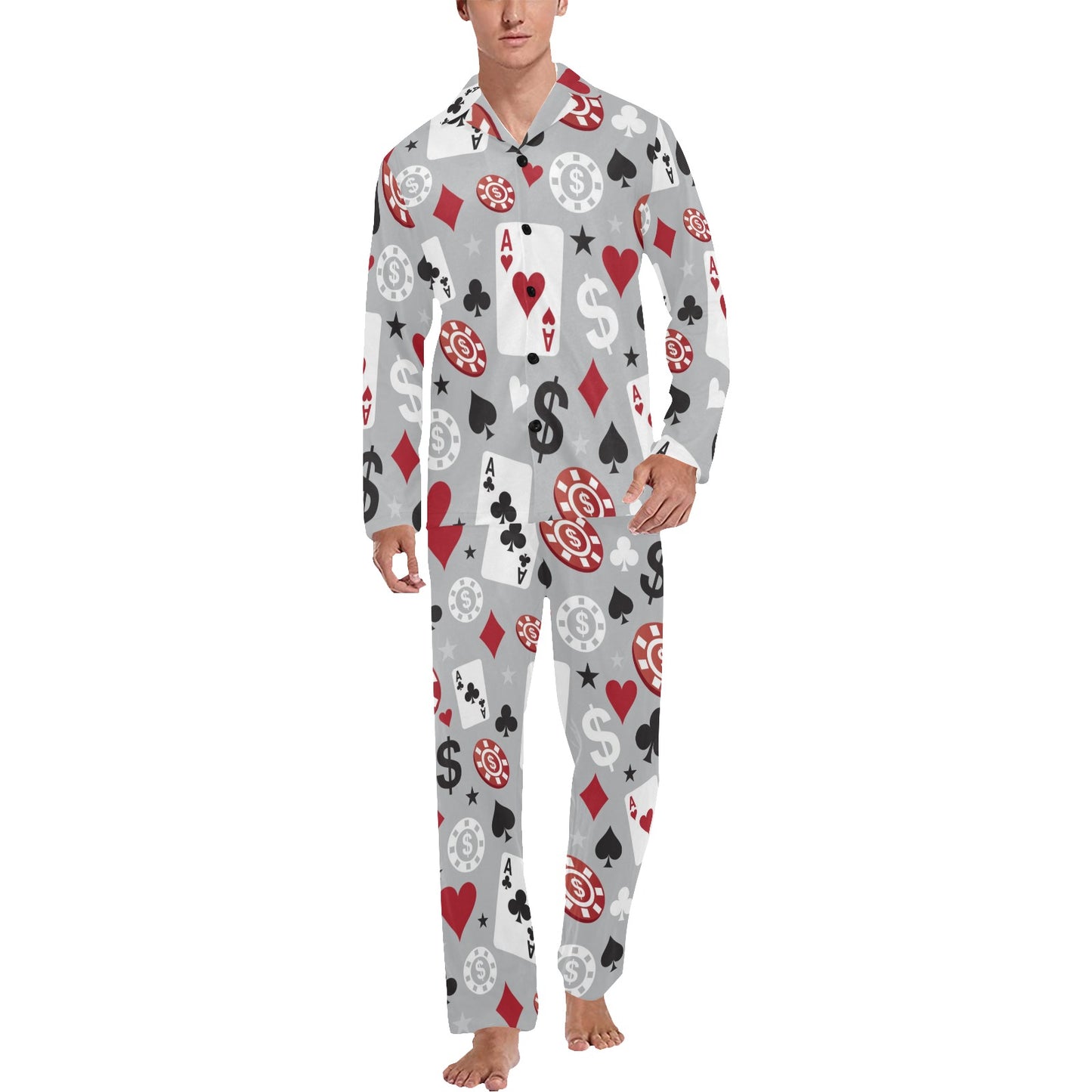 Casino Pattern Print Design 01 Men's Long Pajama Set