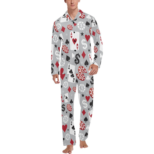 Casino Pattern Print Design 01 Men's Long Pajama Set