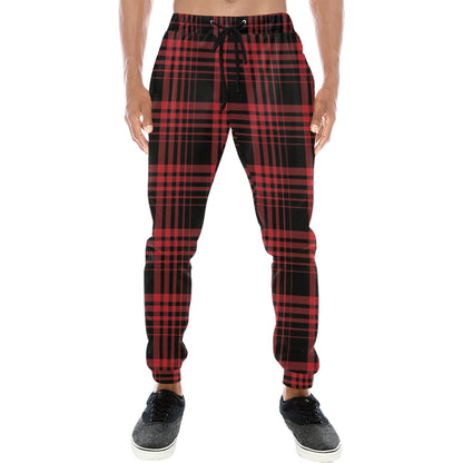 Tartan Red Black Print Design LKS303 Men's Sweatpants