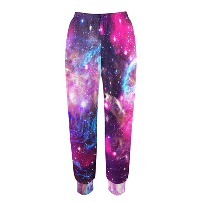 Galaxy Night Purple Space Print Women's Casual Track Pants
