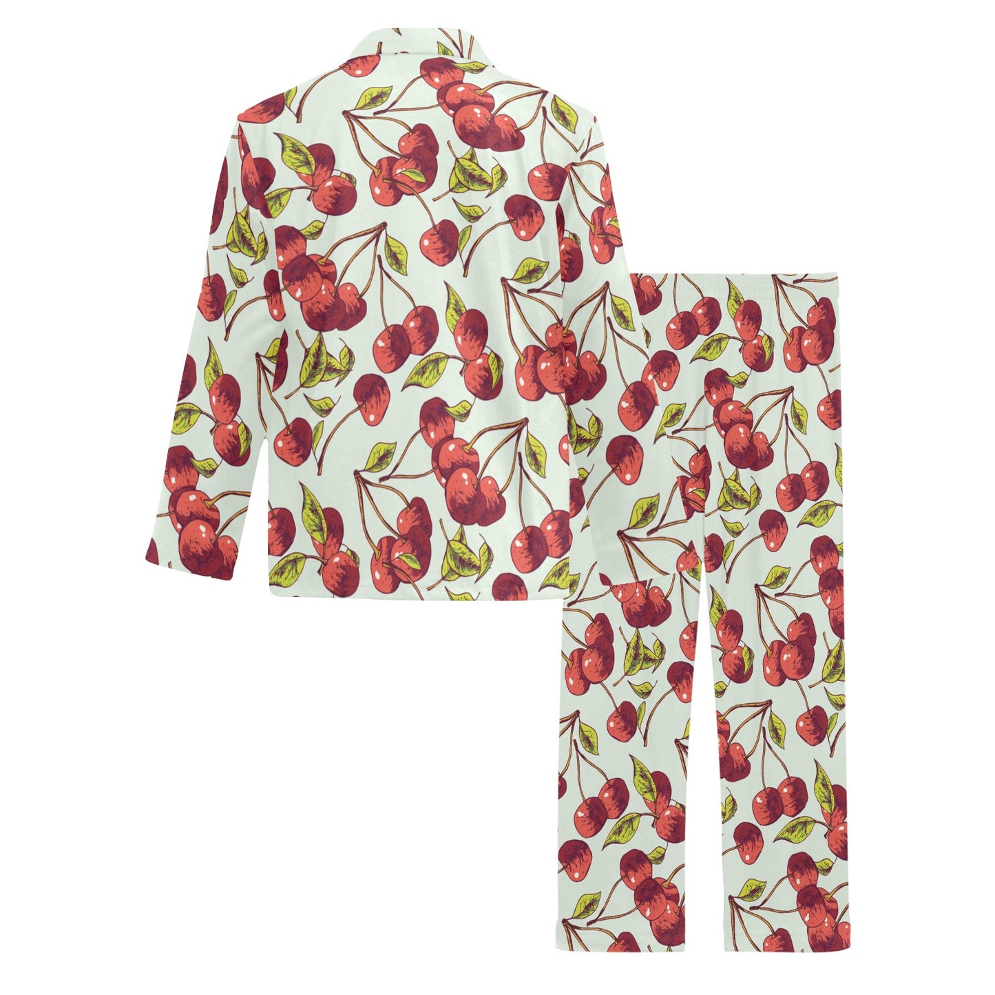Cherry Hand Draw Men's Long Pajama Set