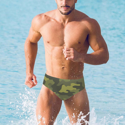 Military Camouflage Pattern Print Design 02 Men's Swimming Briefs
