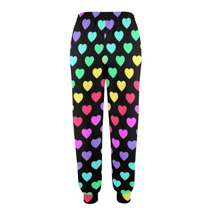 Heart Rainbow Pattern Print Design HE02 Women's Casual Track Pants