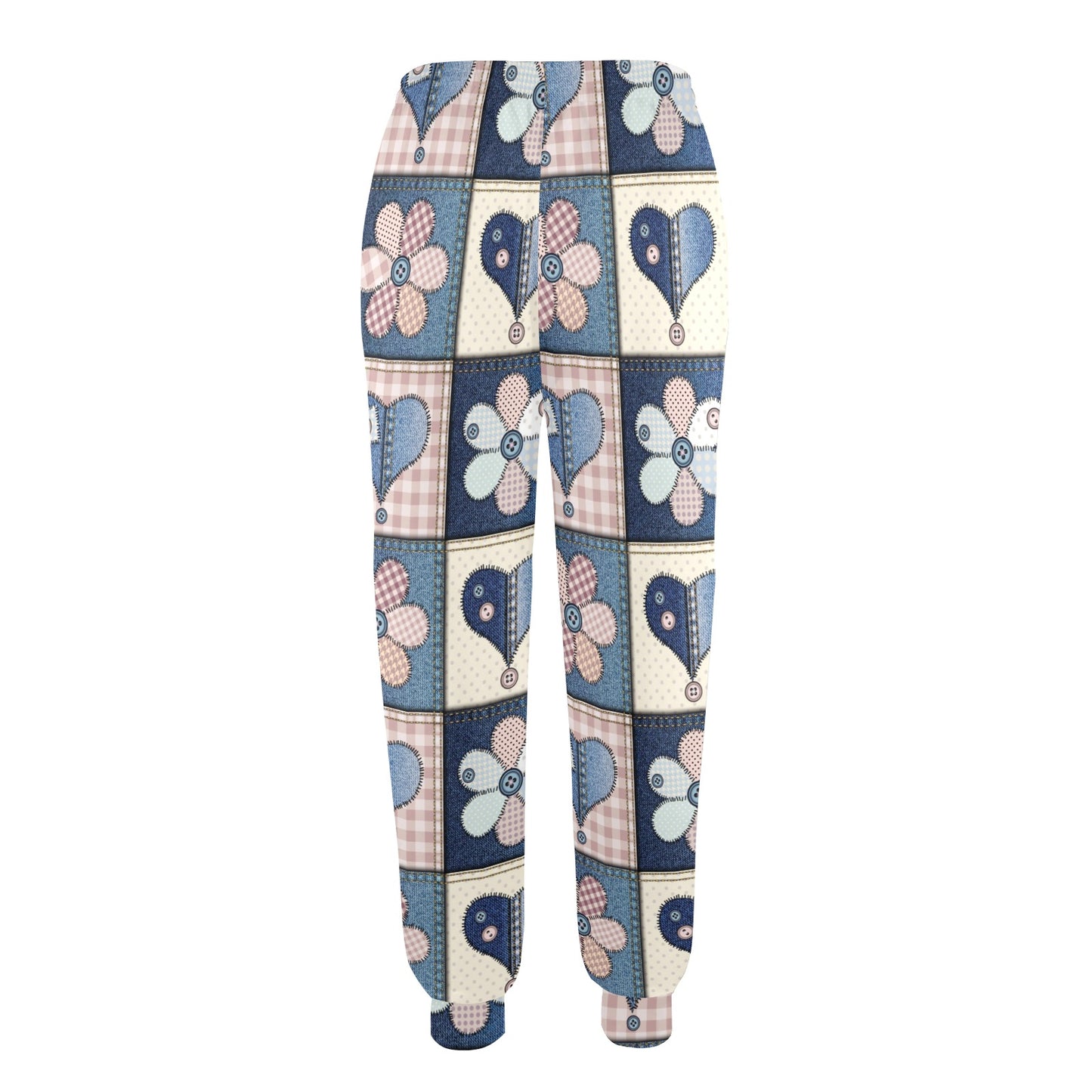 Patchwork Heart Flower Pattern Print Design 01 Women's Casual Track Pants