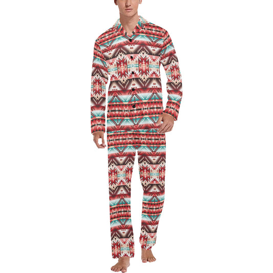 Aztec Western Style Print Pattern Men's Long Pajama Set