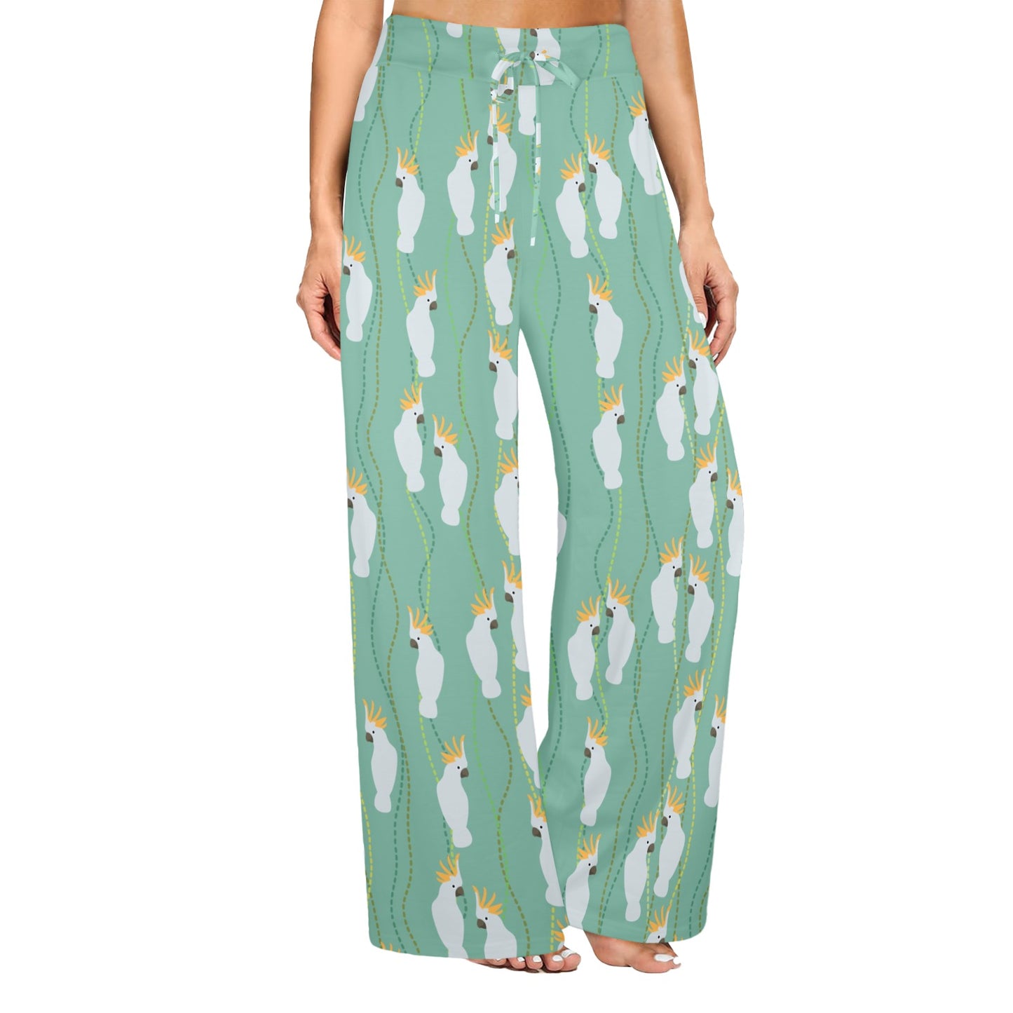 Cockatoo Pattern Print Design 01 Women's Wide Leg Lounge Pants