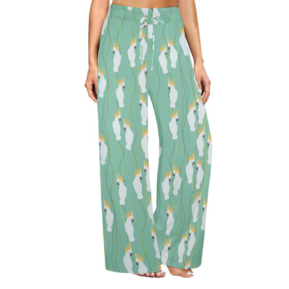 Cockatoo Pattern Print Design 01 Women's Wide Leg Lounge Pants