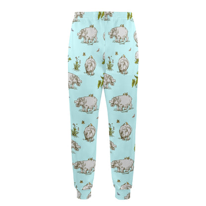 Hippo Design Print Pattern JJ0348 Men's Casual Track Pants