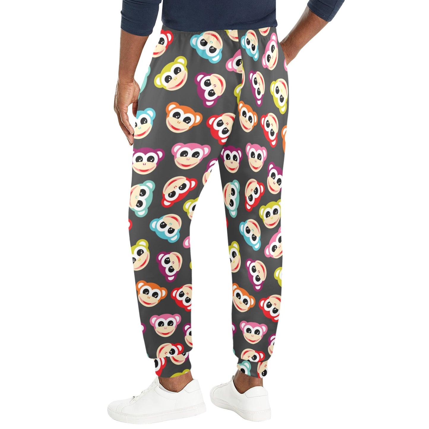 Monkey Head Design Themed Print Men's Casual Track Pants