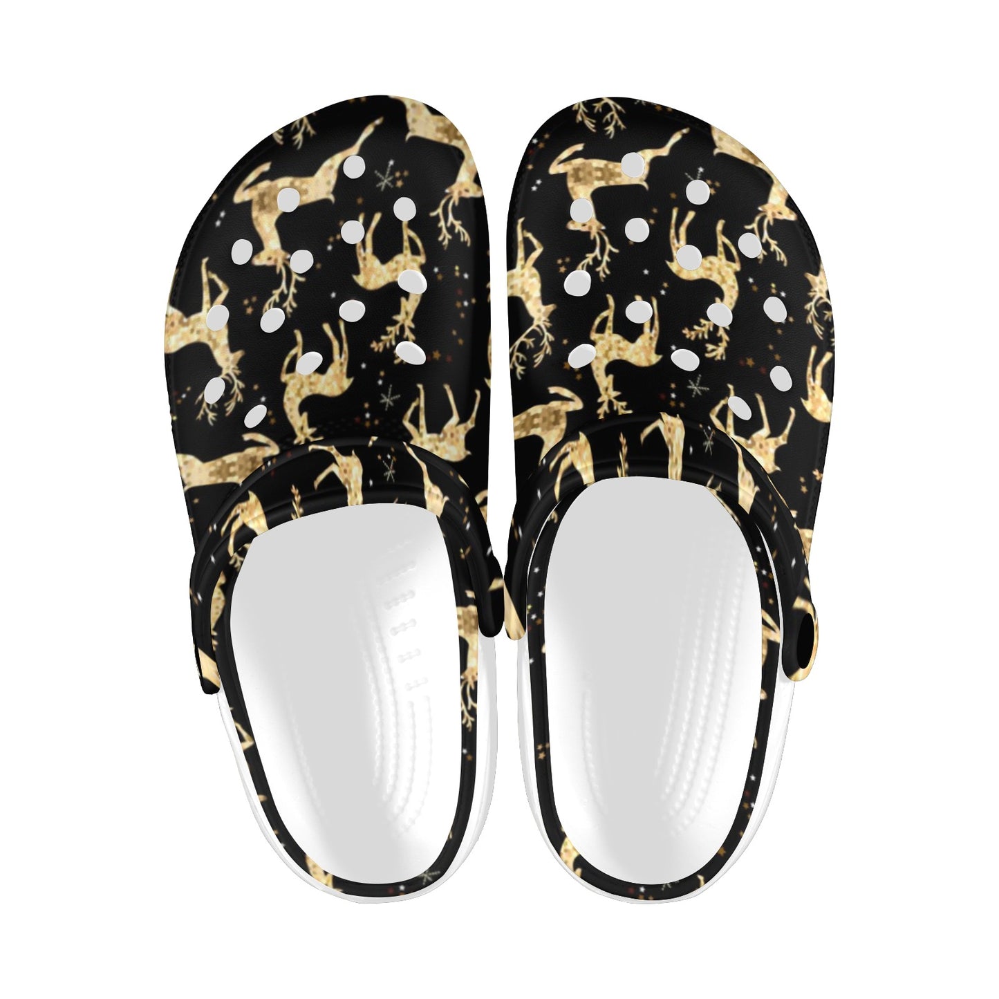 Deer Gold Pattern Unisex Clogs Shoes