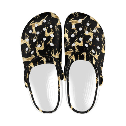 Deer Gold Pattern Unisex Clogs Shoes