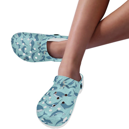 Narwhal Themed Print Unisex Clogs Shoes
