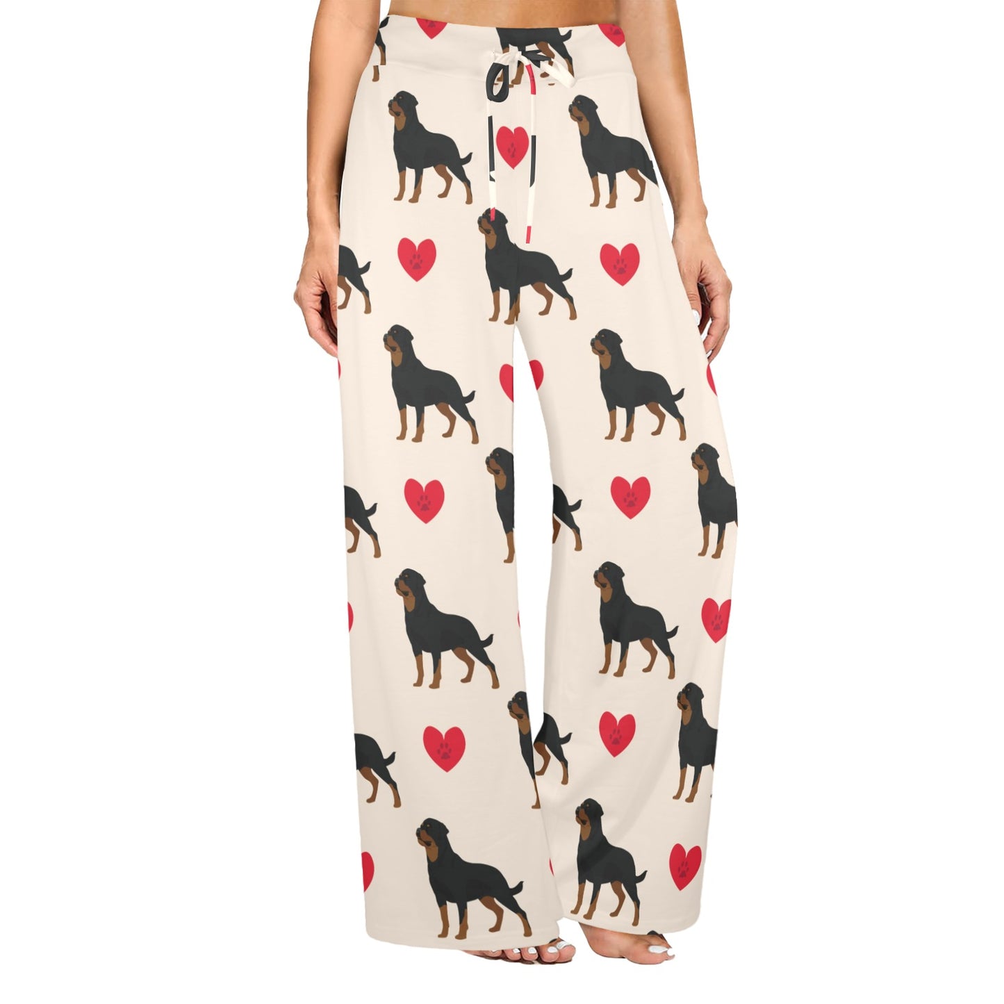 Rottweiler Pattern Print Design A02 Women's Wide Leg Lounge Pants