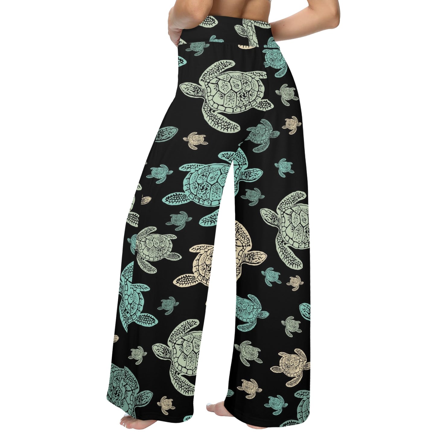 Sea Turtle Stamp Pattern Women's Wide Leg Lounge Pants