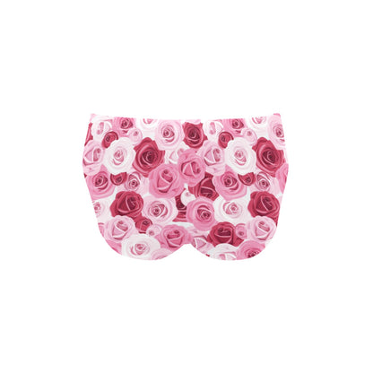 Pink Red Rose Pattern Print Men's Swimming Briefs