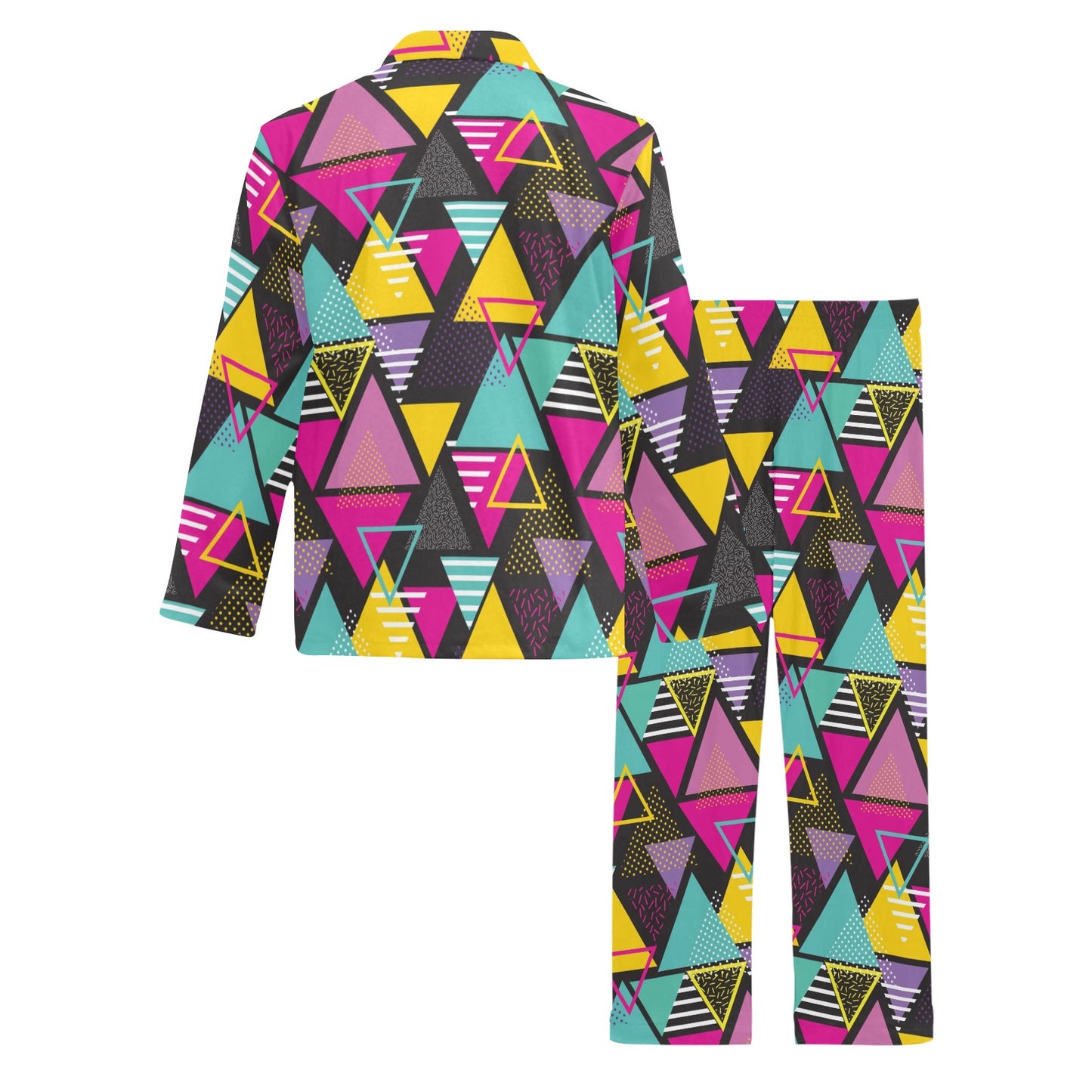 Geometric Colorful Pattern Print Design 02 Men's Long Pajama Set