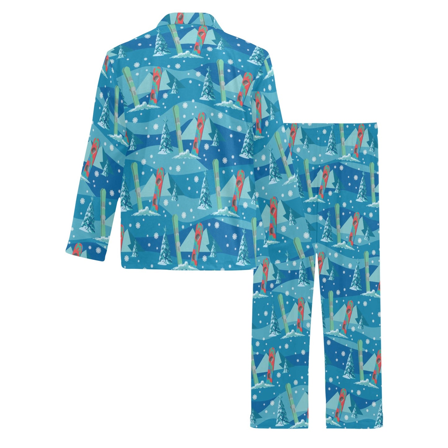 Snowboard Print Design LKS301 Men's Long Pajama Set