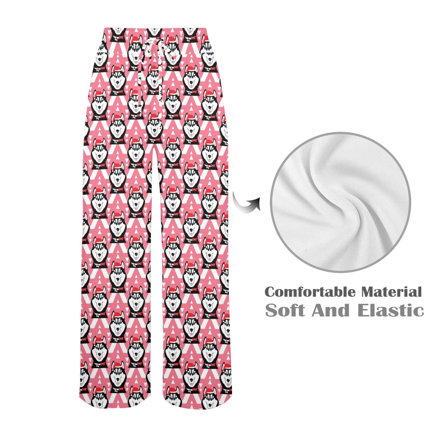 Siberian Huskies Christmas Themed Print Design LKS302 Women's Wide Leg Lounge Pants
