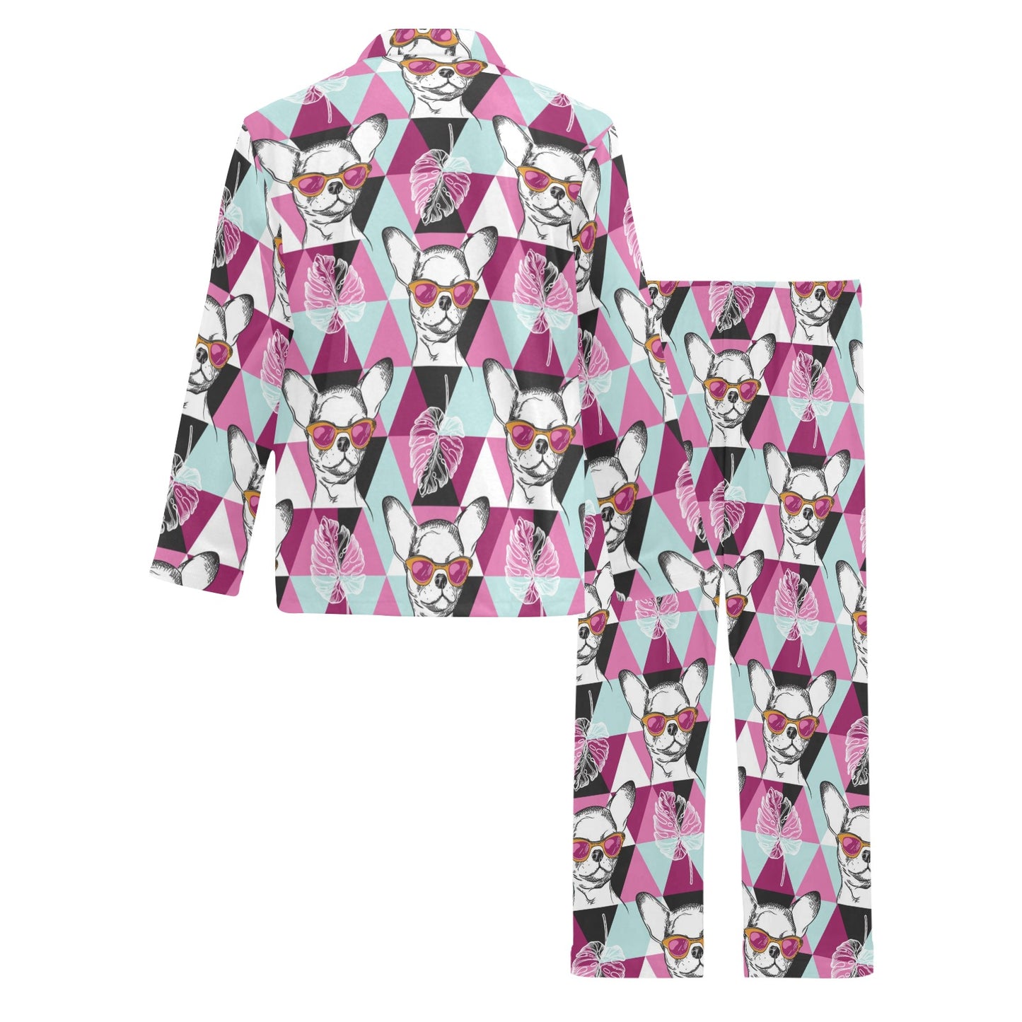 Chihuahua Cute Triangle Pattern Men's Long Pajama Set