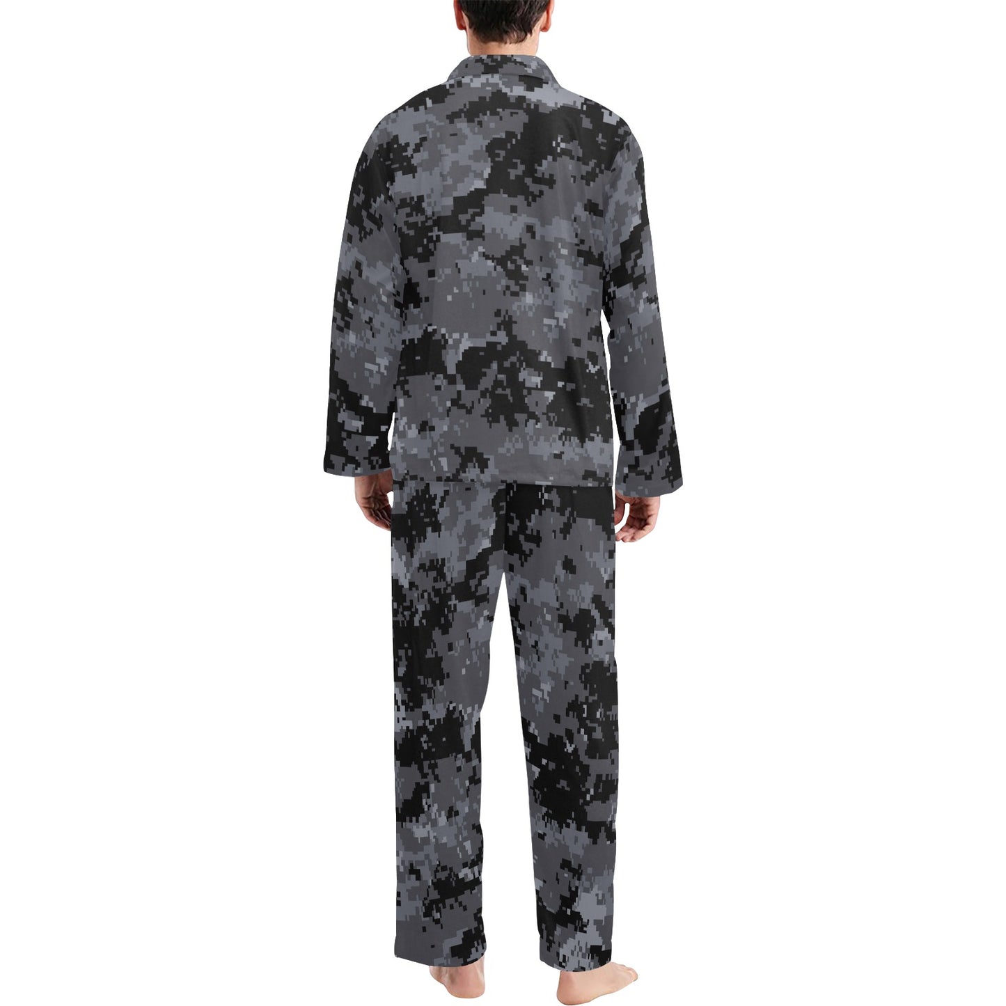 ACU Digital Black Camouflage Men's Long Pajama Set
