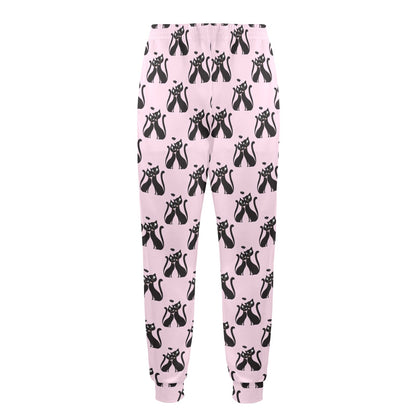 Black Cat Pattern Print Design 01 Men's Casual Track Pants