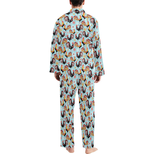 Rooster Themed Design Men's Long Pajama Set