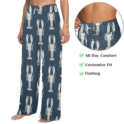 Lobster Pattern Print Design 02 Women's Wide Leg Lounge Pants