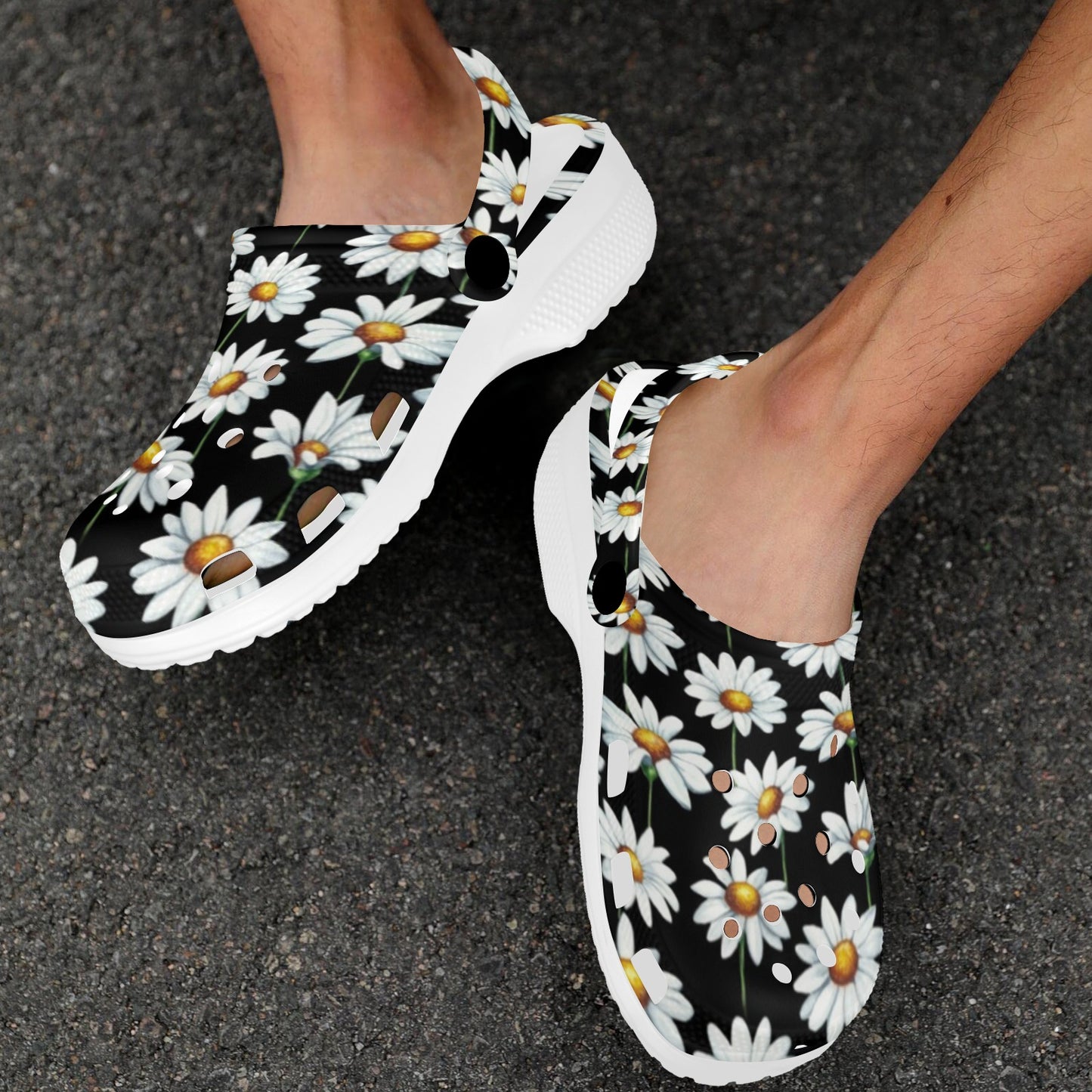 Daisy Print Pattern Unisex Clogs Shoes