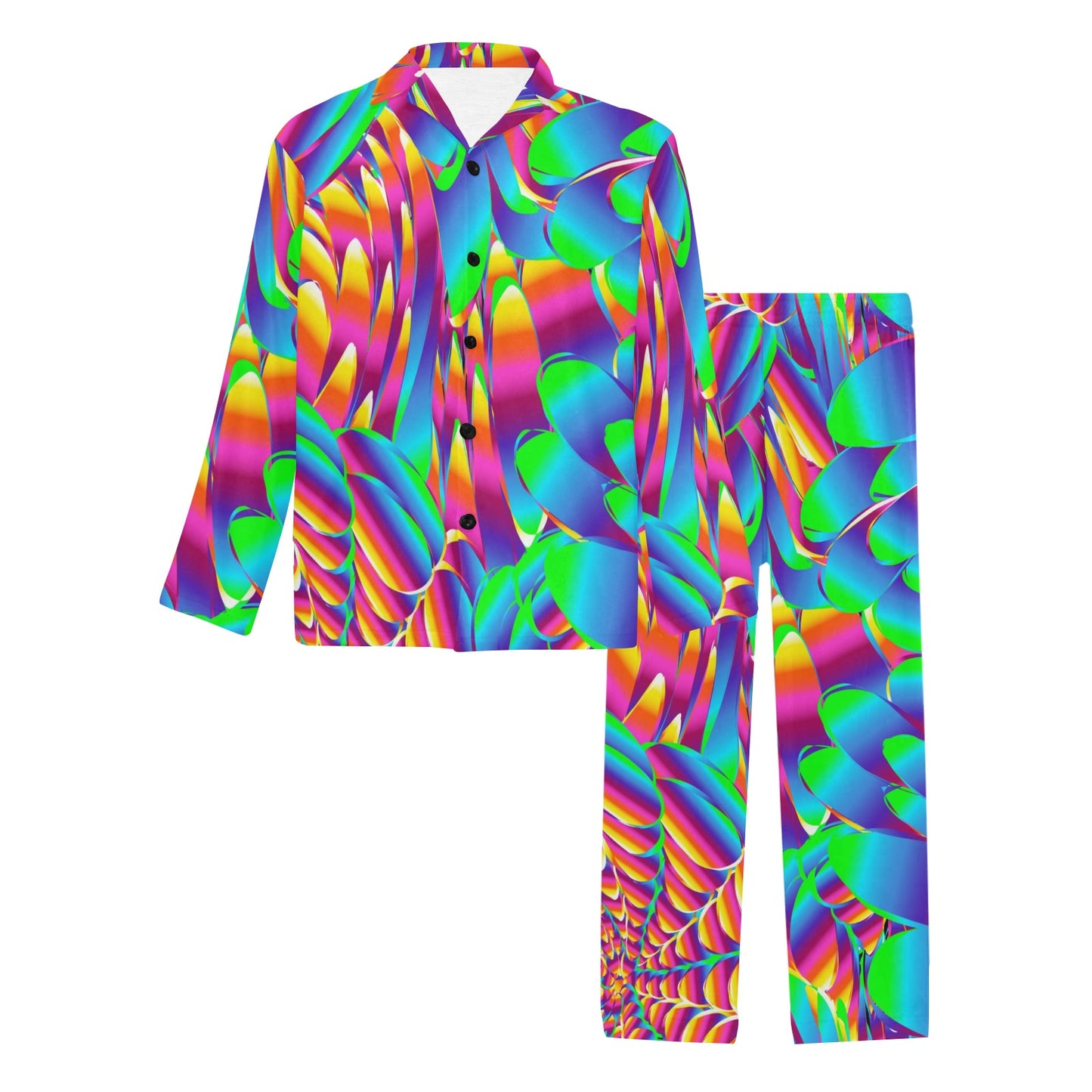 Psychedelic Trippy Pattern Men's Long Pajama Set