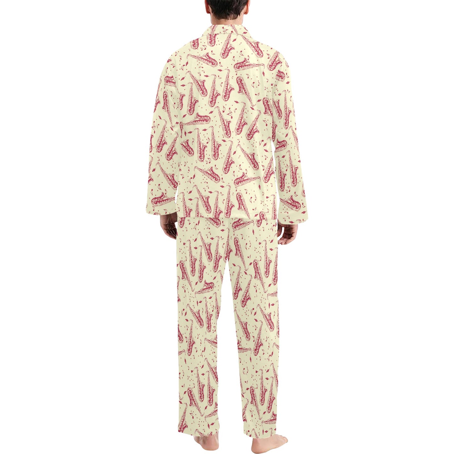 Saxophone Print Design LKS402 Men's Long Pajama Set