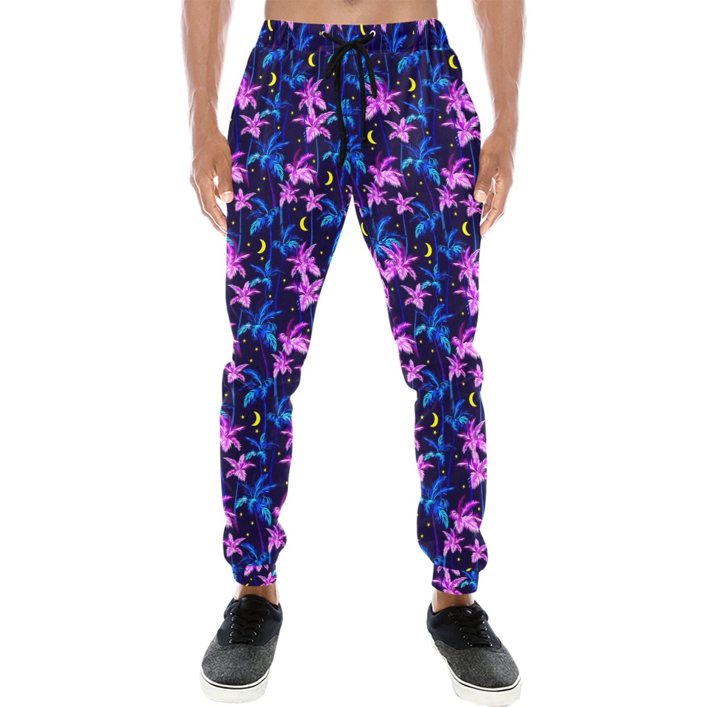 Palm Tree Night Scene Design Print Men's Sweatpants