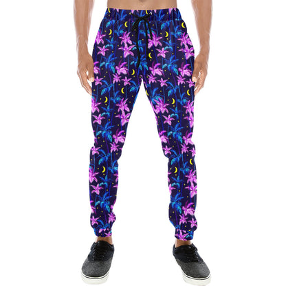 Palm Tree Night Scene Design Print Men's Sweatpants