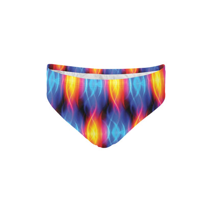 Flame Fire Blue Design Print Men's Swimming Briefs