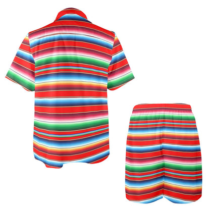 Serape Print Men's Beach Shirt and Shorts Set
