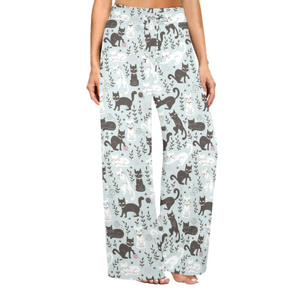 Cat Pattern Print Design 08 Women's Wide Leg Lounge Pants