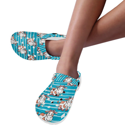 Cow Cute Print Pattern Unisex Clogs Shoes