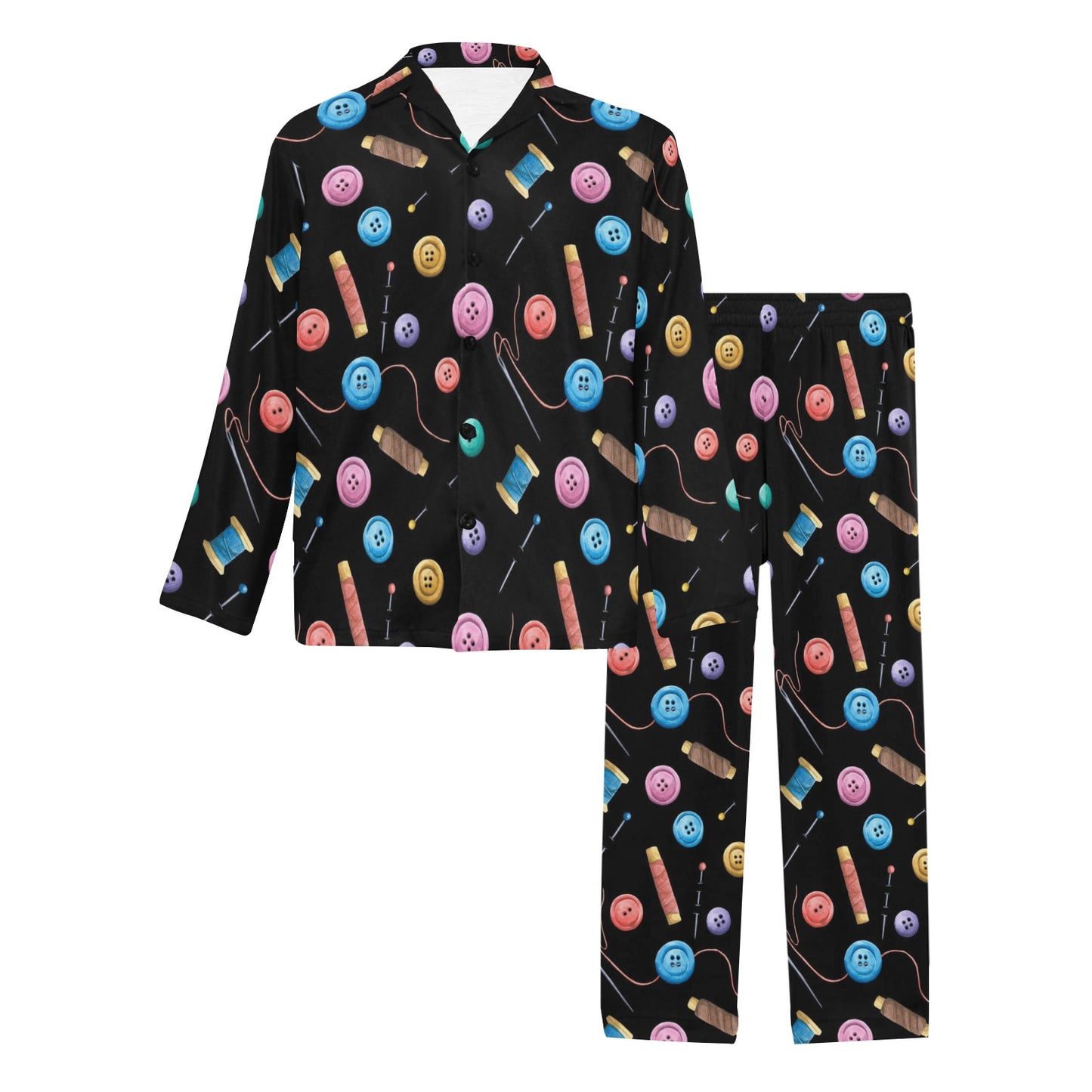 Sewing Print Design LKS309 Men's Long Pajama Set